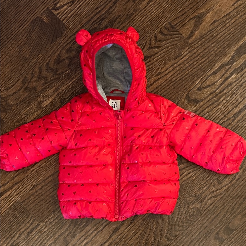 GAP Red Baby Puffer Jacket with Hearts
